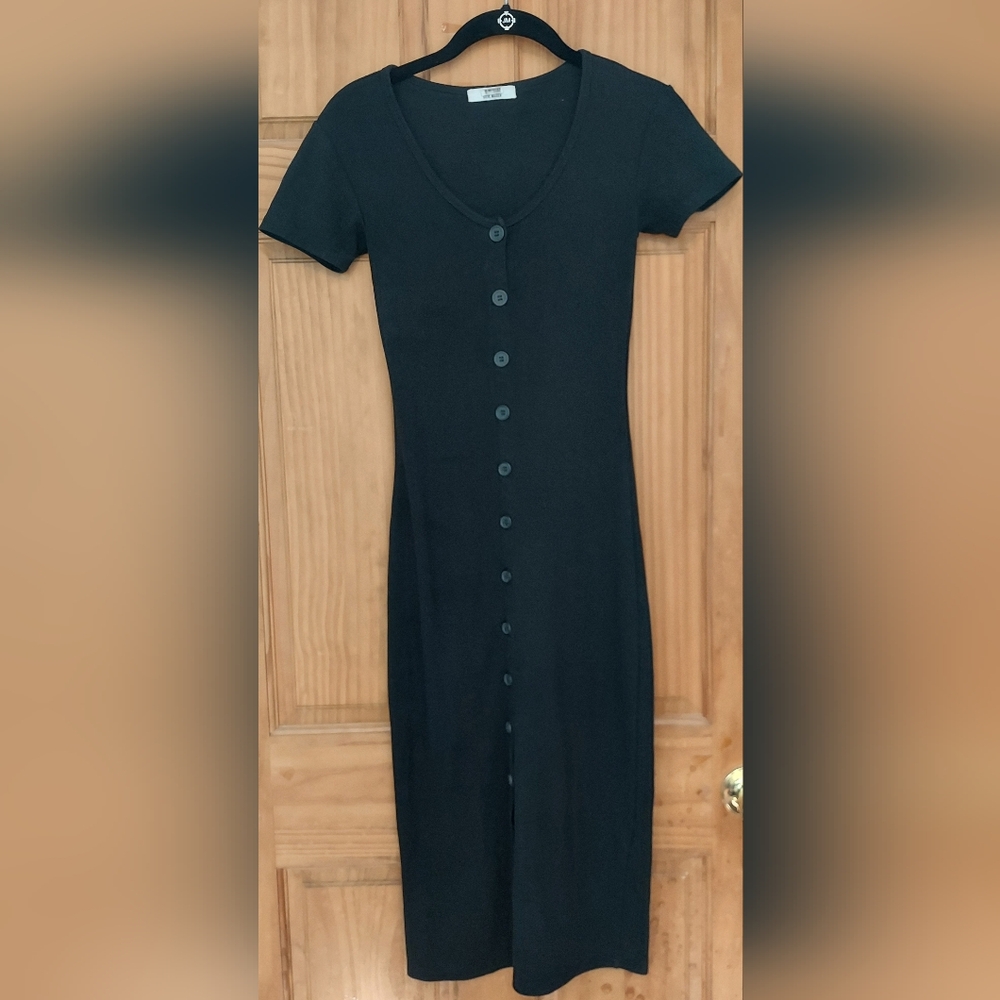 Steve Madden Women's 90s Y2K Neutral Black Button-Down Dress Size XS NWOT - Picture 3 of 5